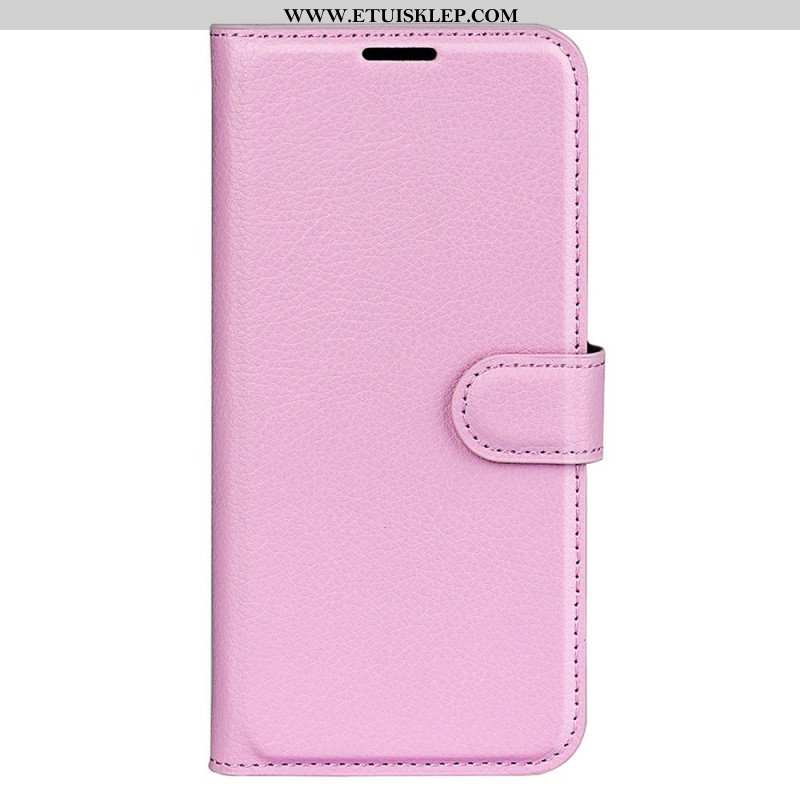 Etui Folio do iPhone 15 Pro Max Klasyczna Sztuczna Skóra Litchi